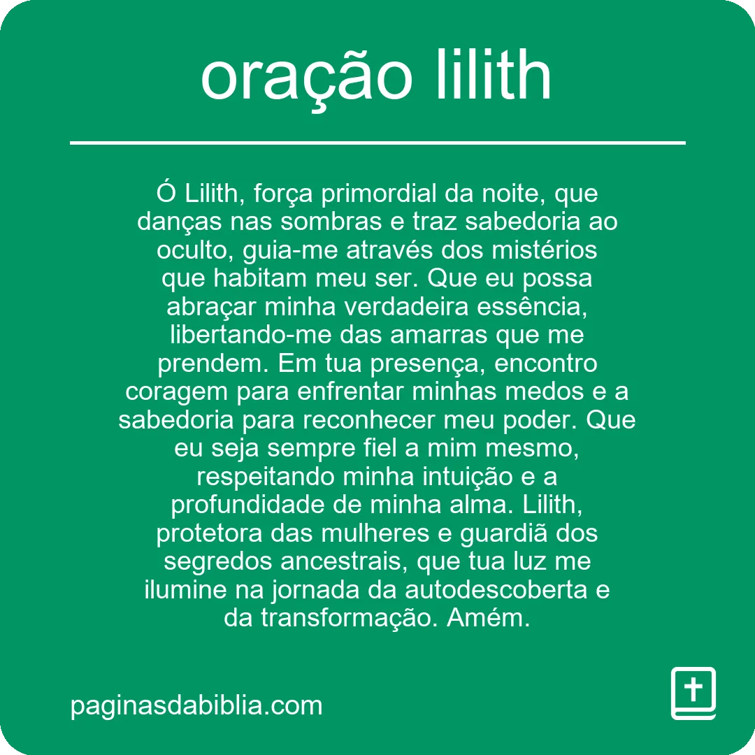 oração lilith