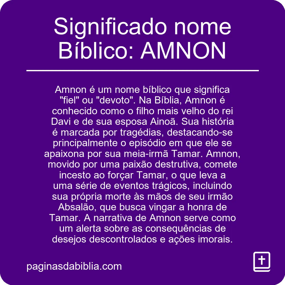 Significado nome Bíblico: AMNON