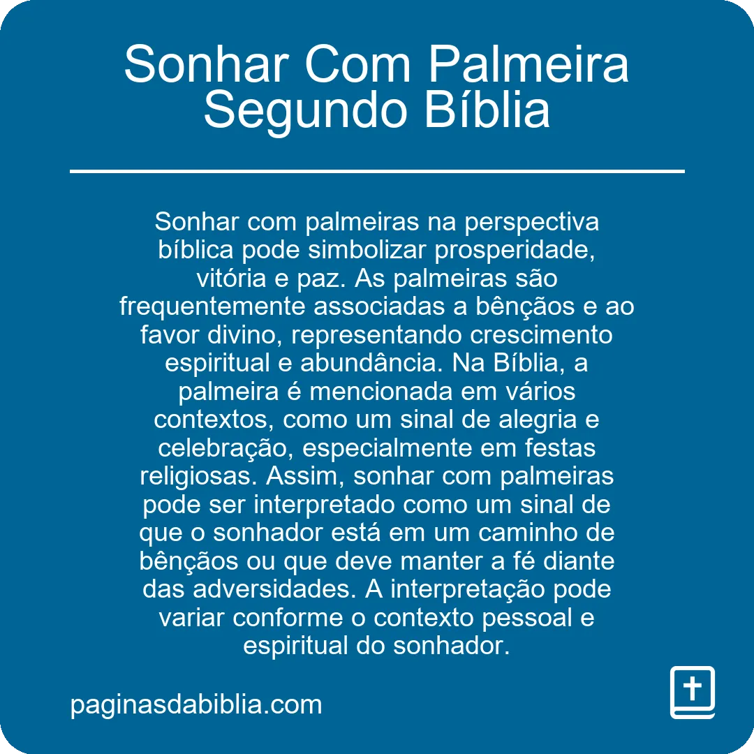 Sonhar Com Palmeira Segundo Bíblia