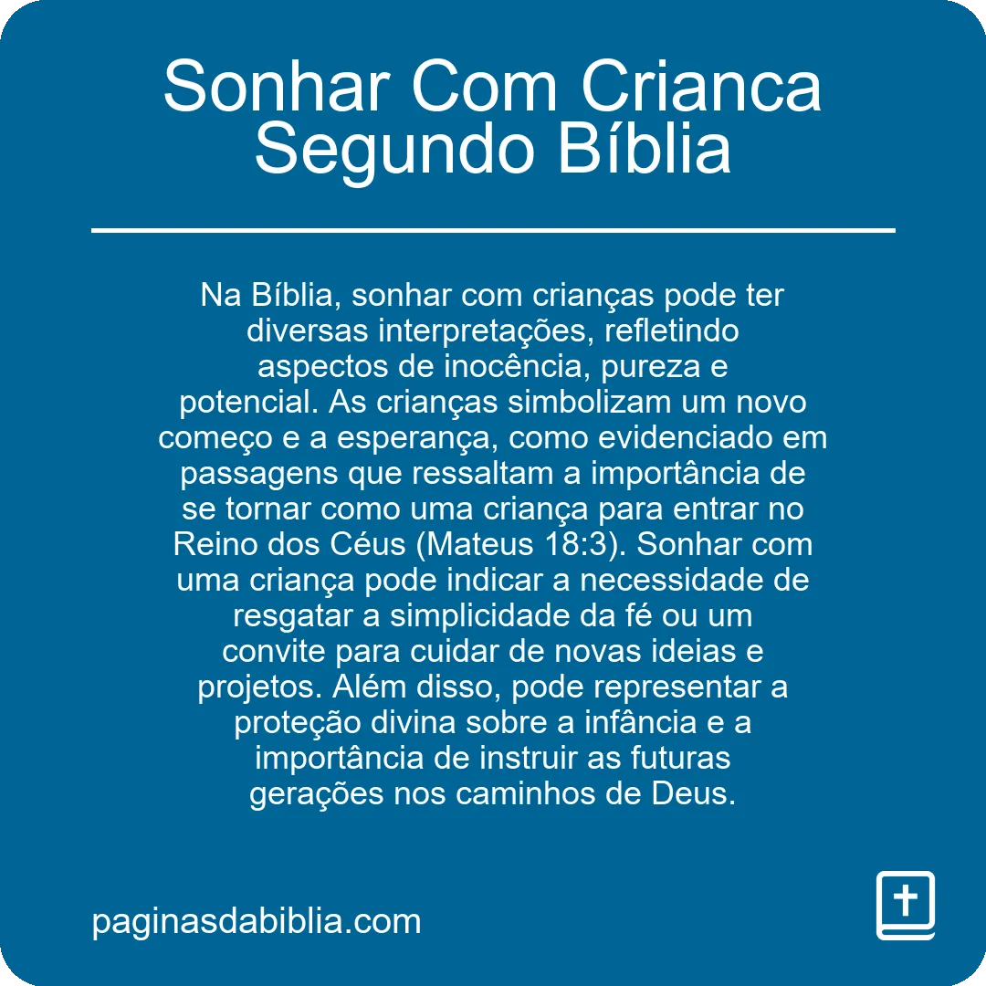 Sonhar Com Crianca Segundo Bíblia