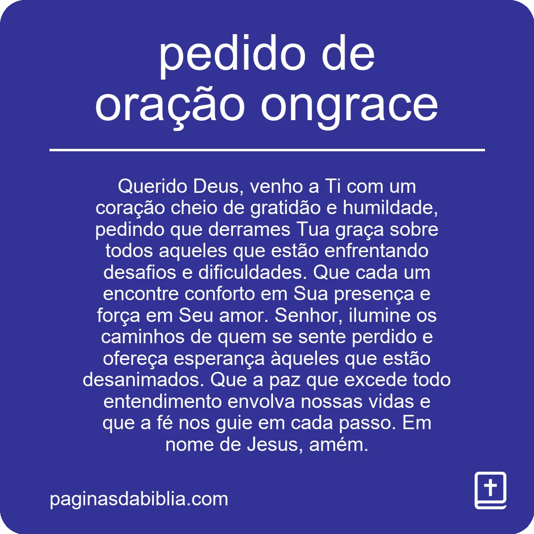 pedido de oração ongrace