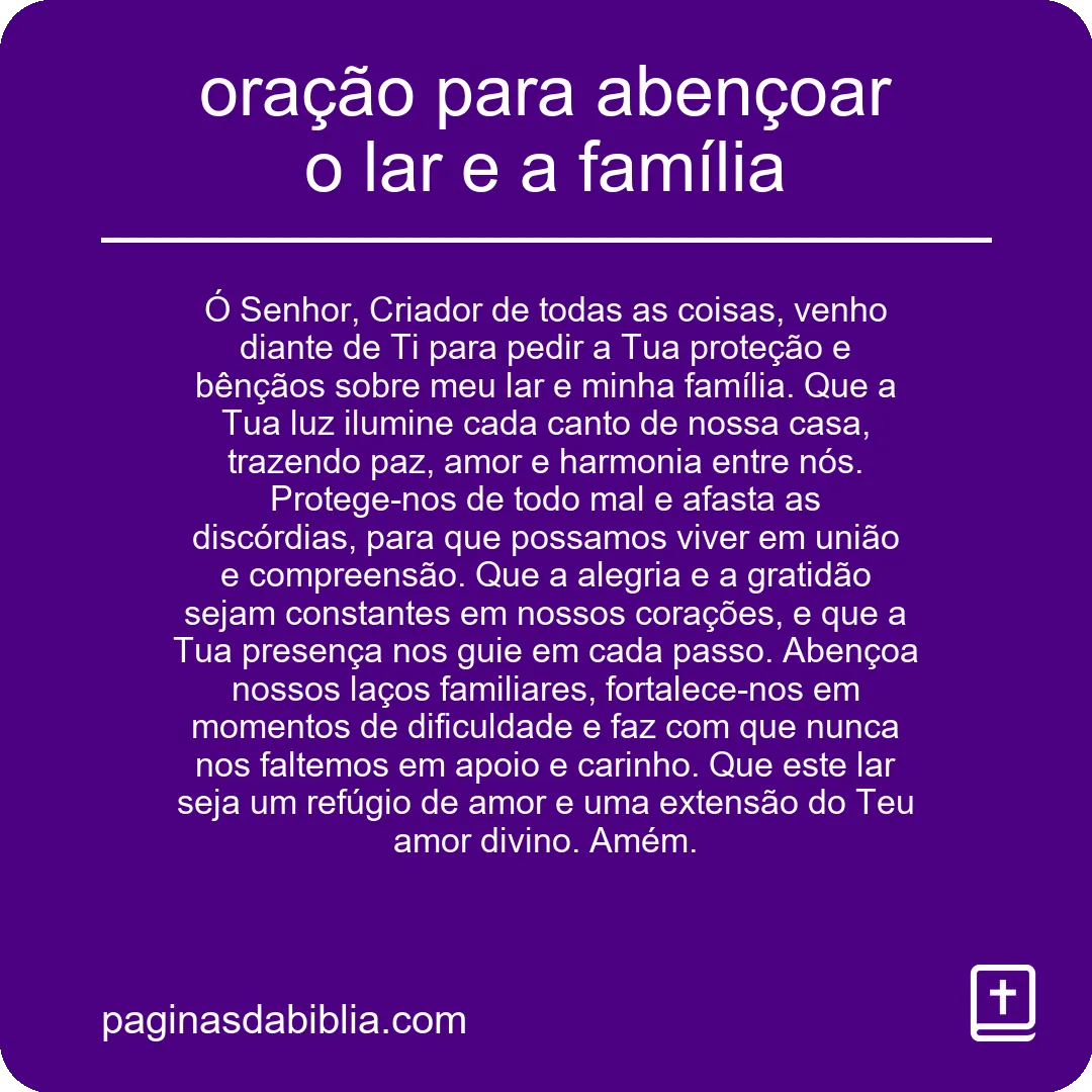 oração para abençoar o lar e a família