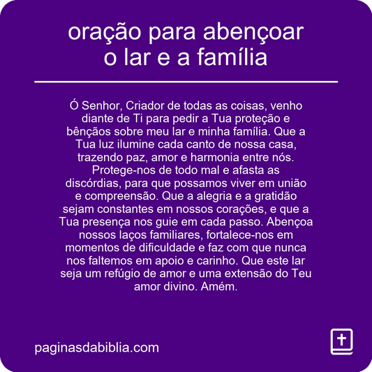 oração para abençoar o lar e a família