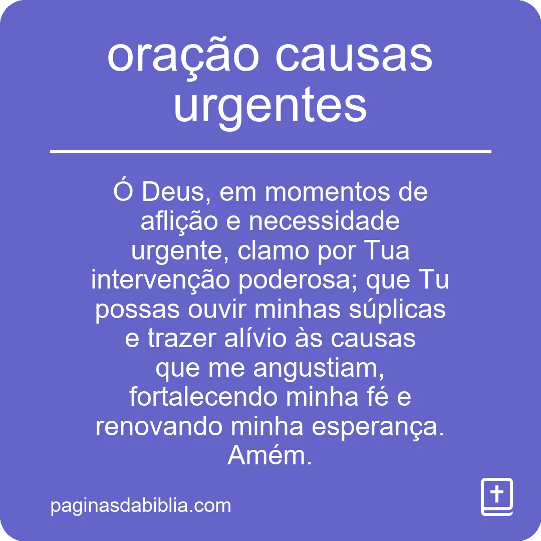 oração causas urgentes