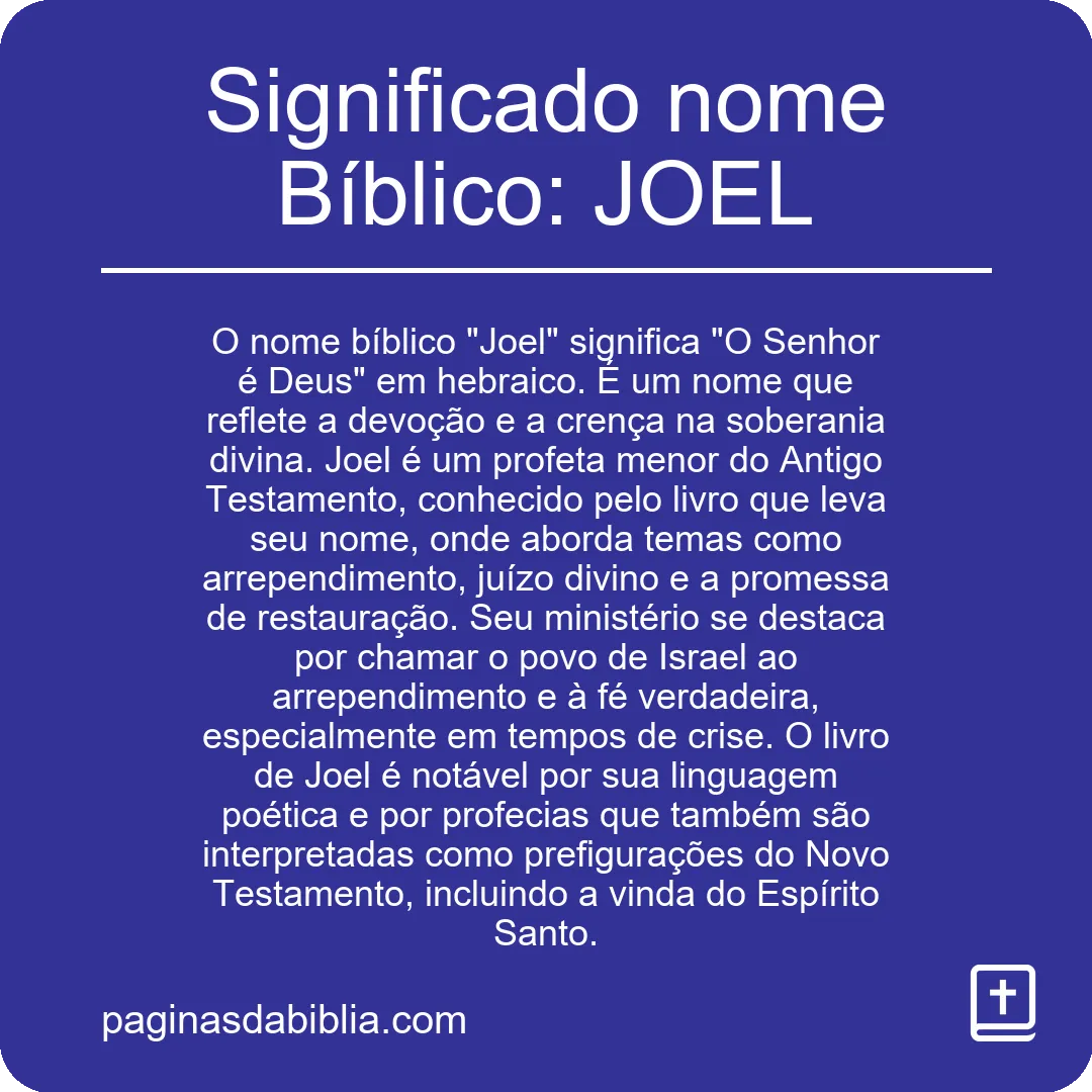 Significado nome Bíblico: JOEL