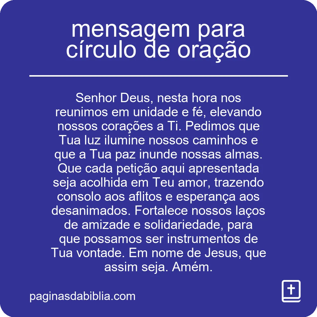 mensagem para círculo de oração