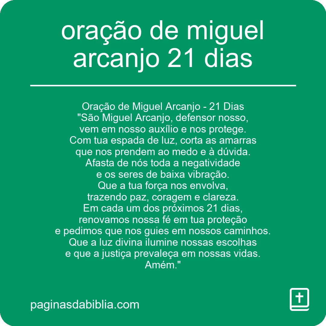 oração de miguel arcanjo 21 dias