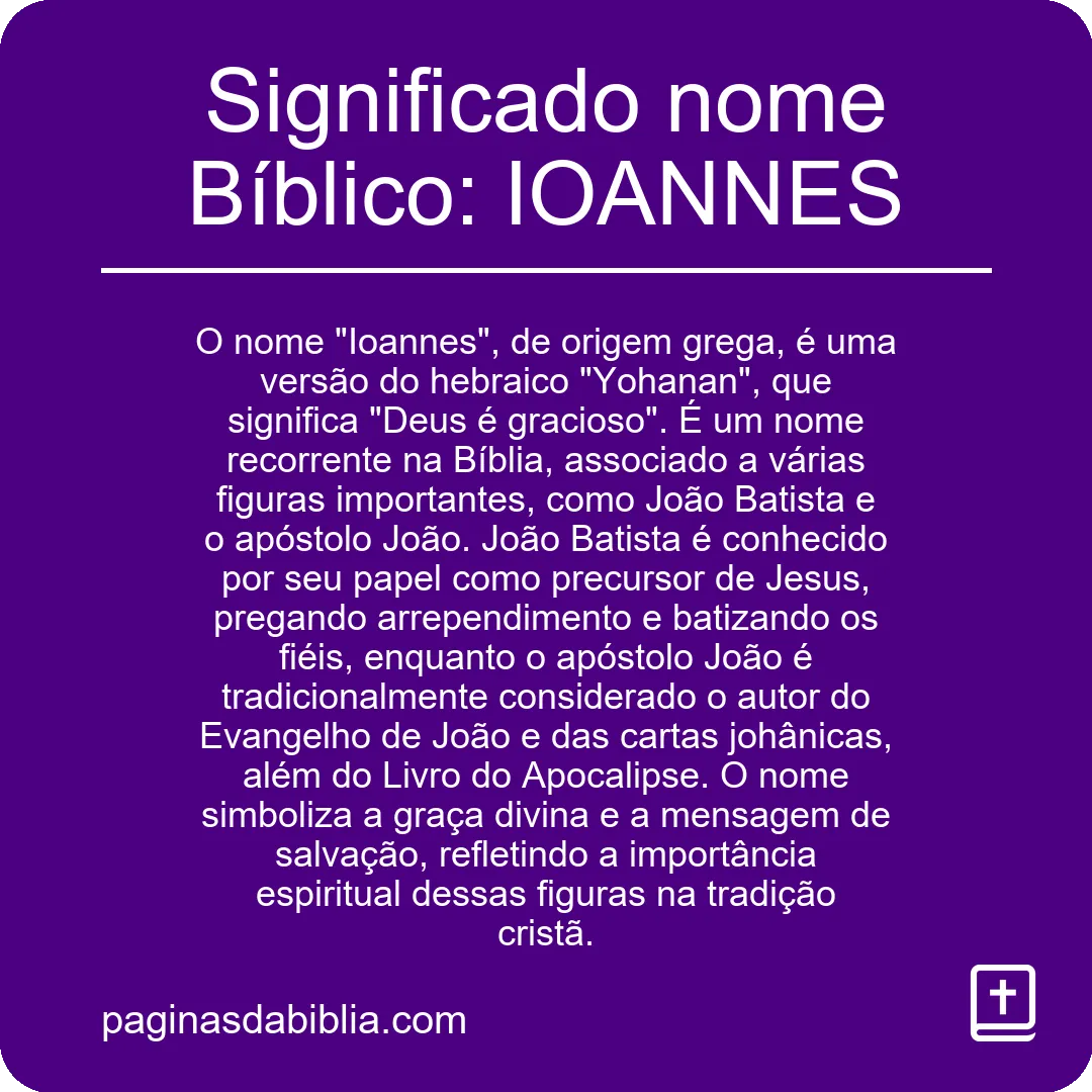 Significado nome Bíblico: IOANNES