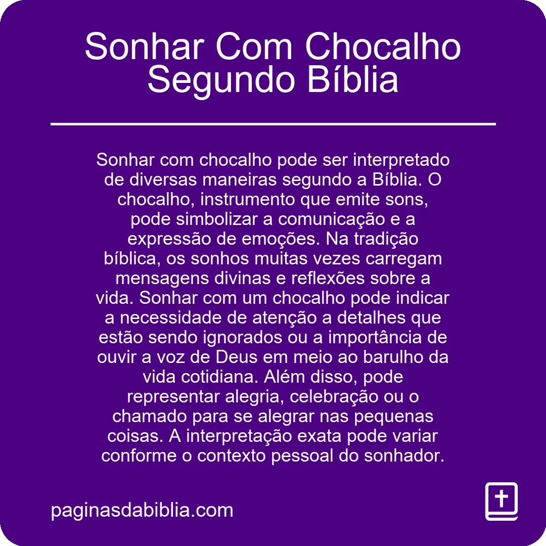 Sonhar Com Chocalho Segundo Bíblia