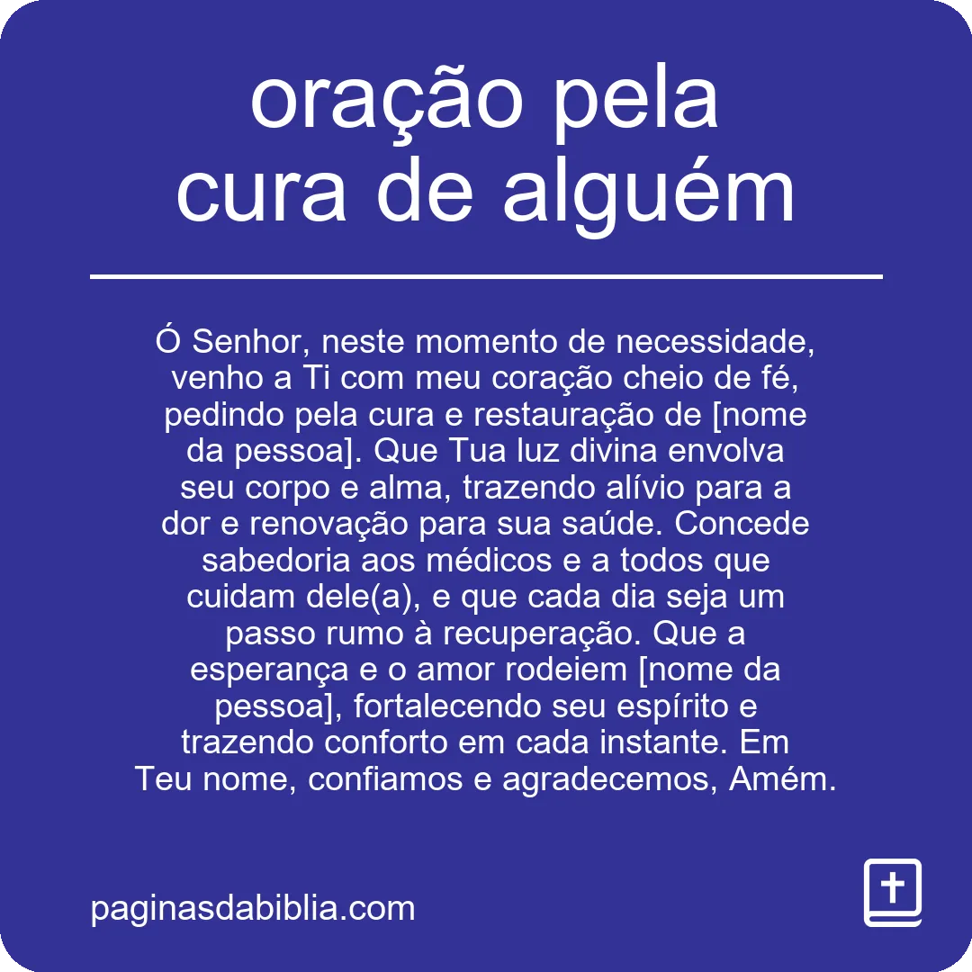 oração pela cura de alguém