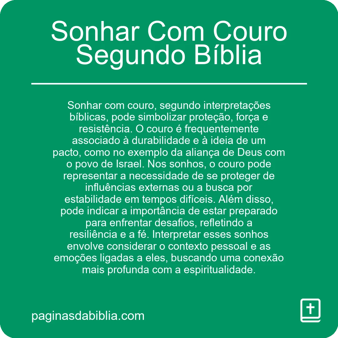 Sonhar Com Couro Segundo Bíblia