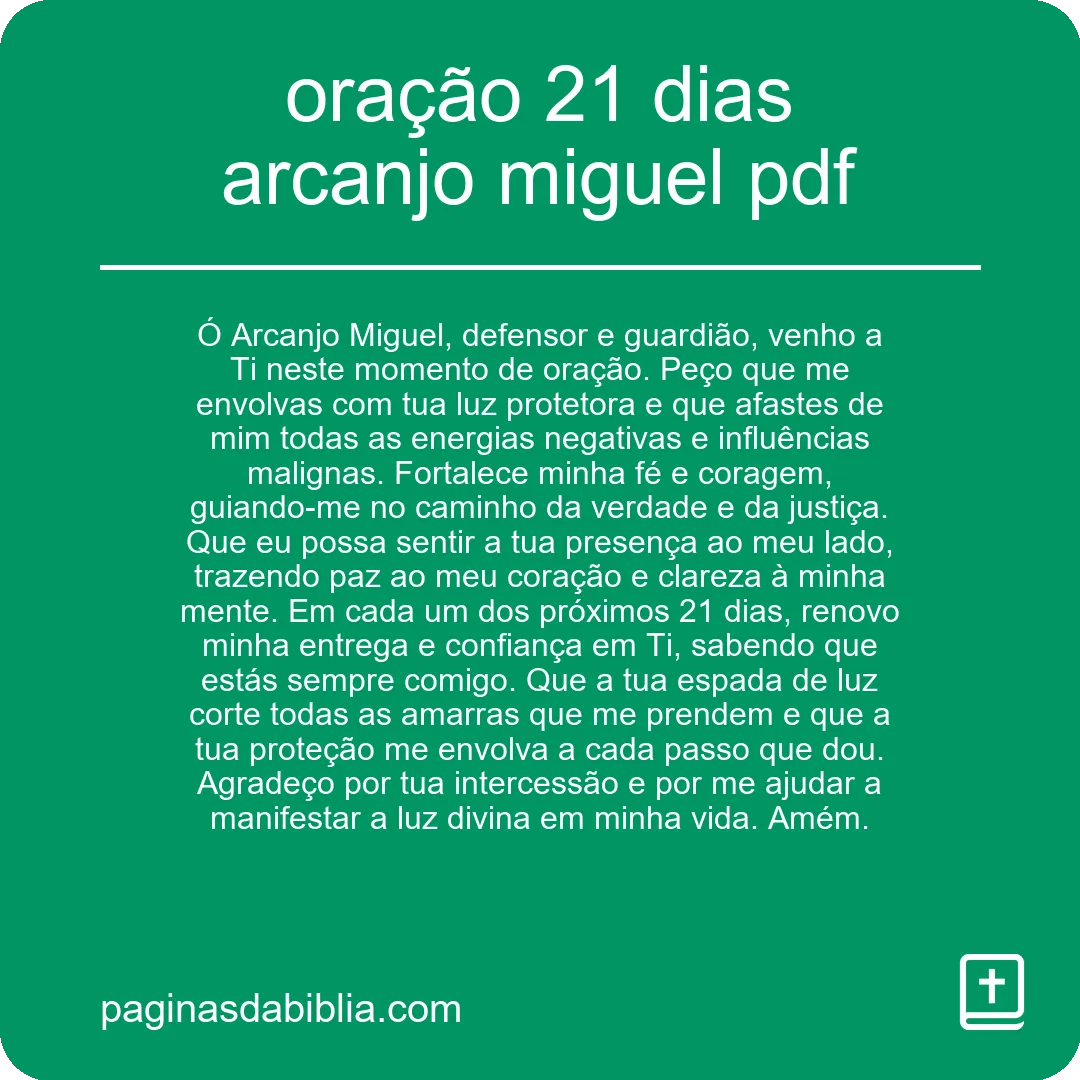 oração 21 dias arcanjo miguel pdf