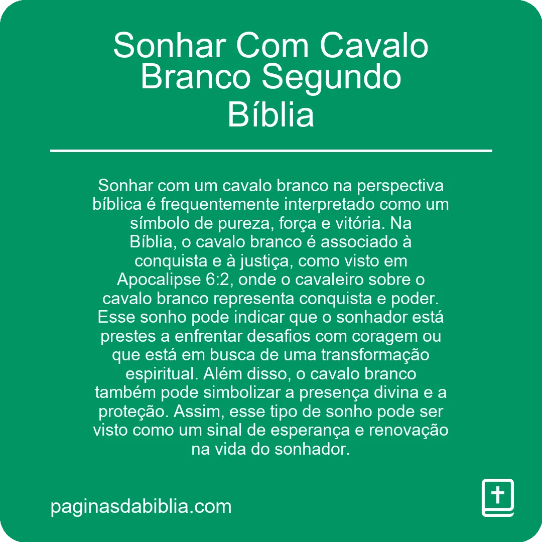 Sonhar Com Cavalo Branco Segundo Bíblia