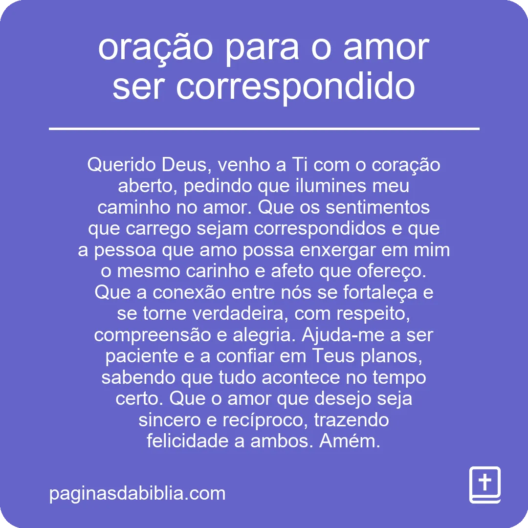 oração para o amor ser correspondido