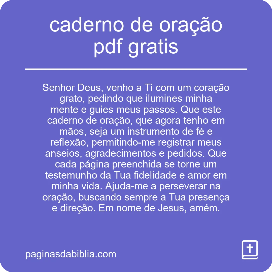 caderno de oração pdf gratis