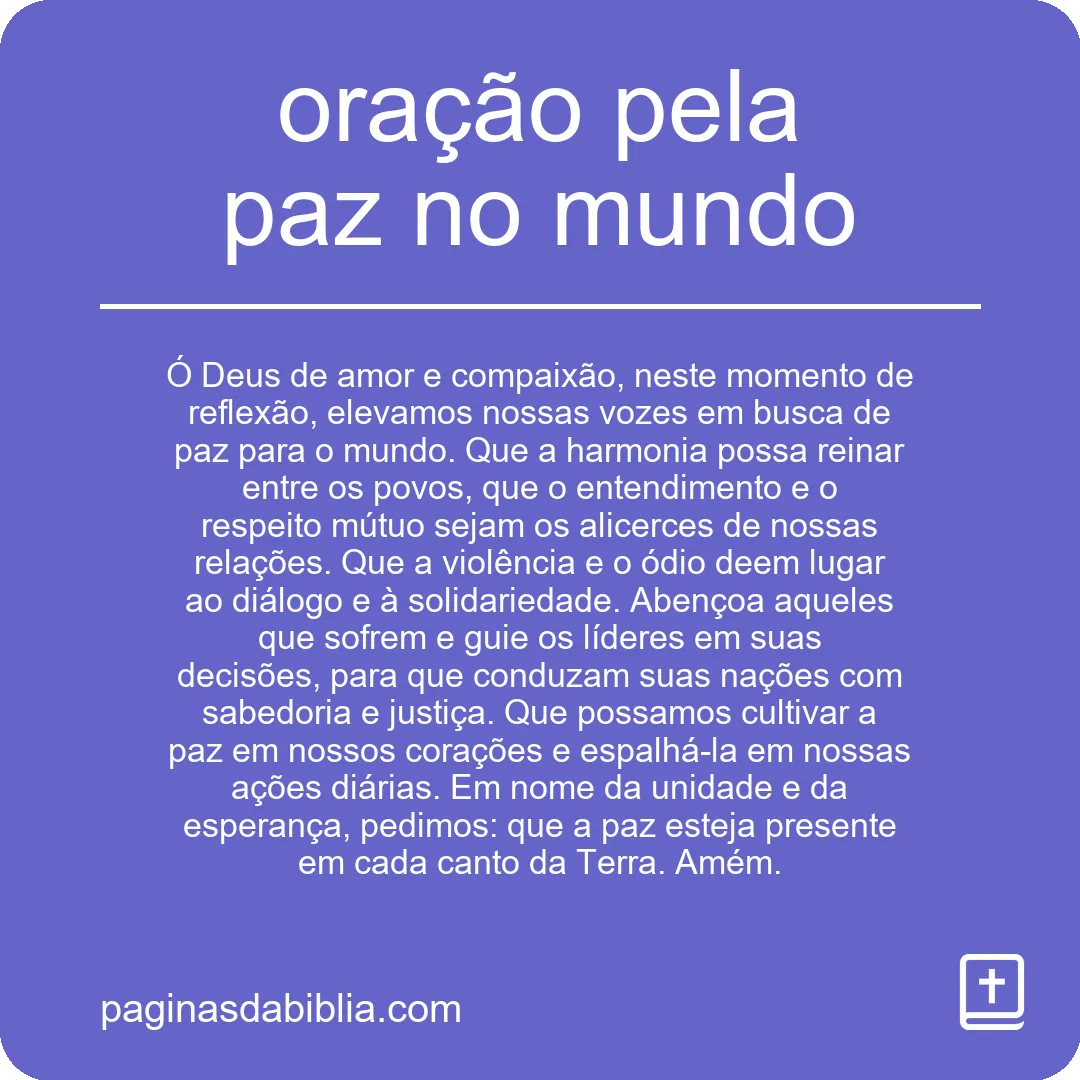 oração pela paz no mundo