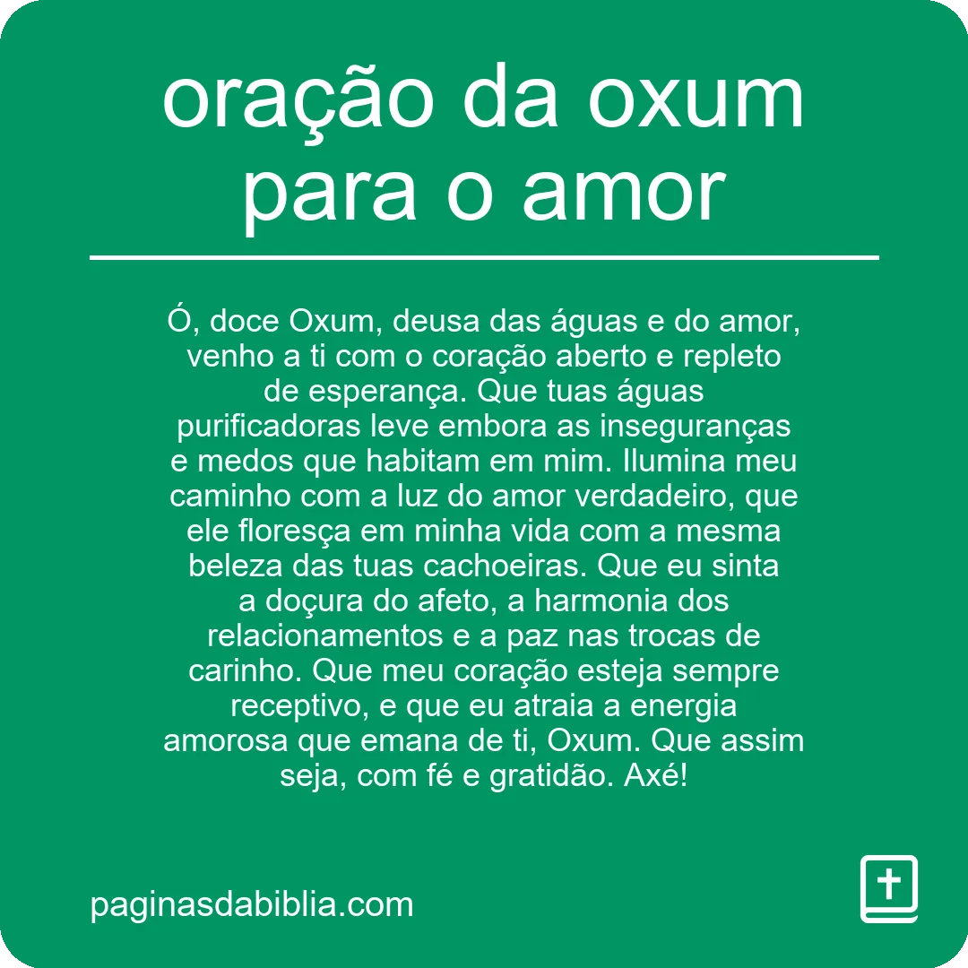 oração da oxum para o amor