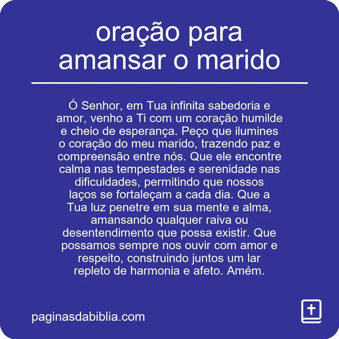 oração para amansar o marido