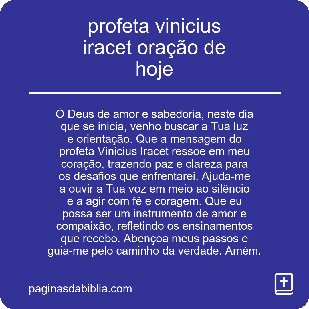 profeta vinicius iracet oração de hoje