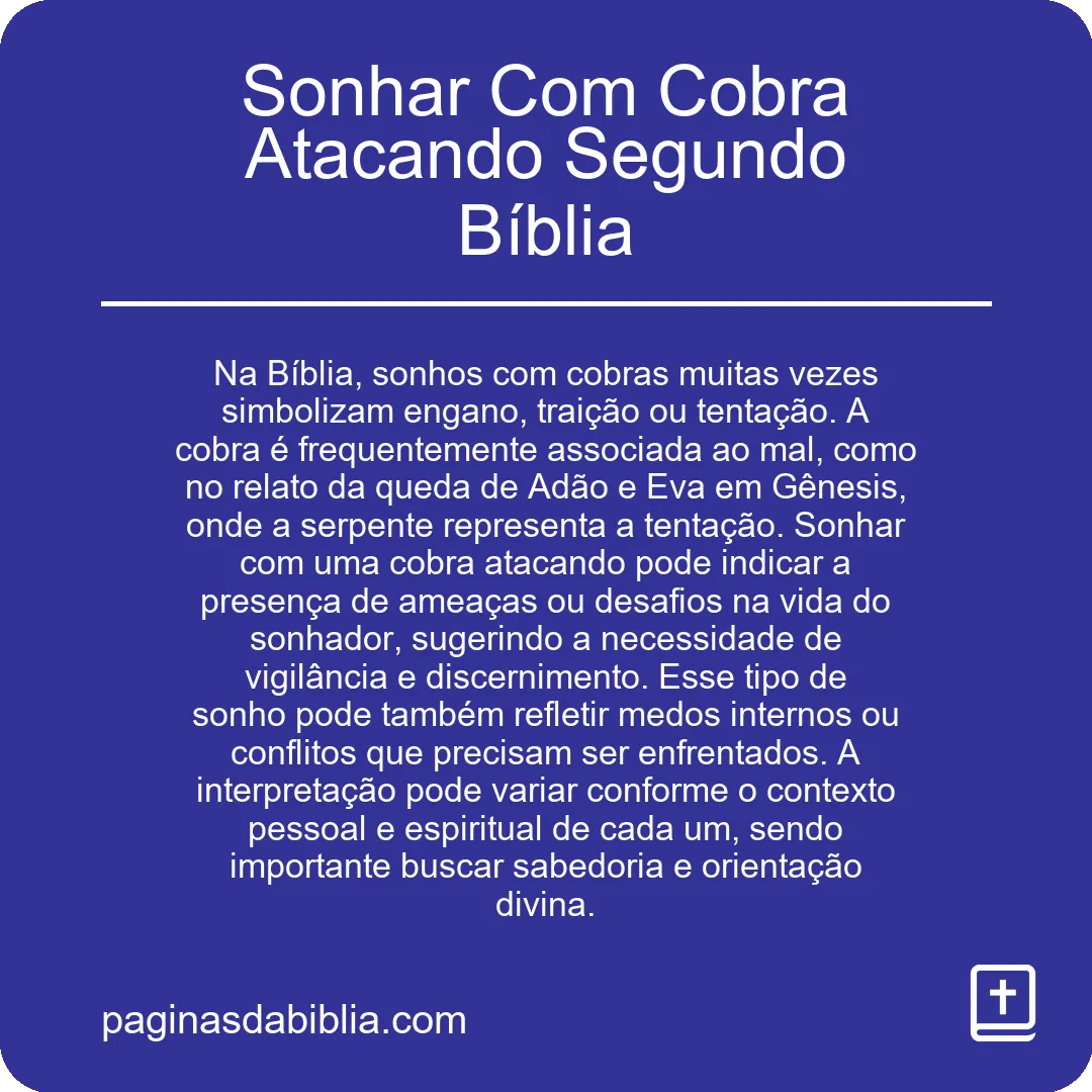 Sonhar Com Cobra Atacando Segundo Bíblia