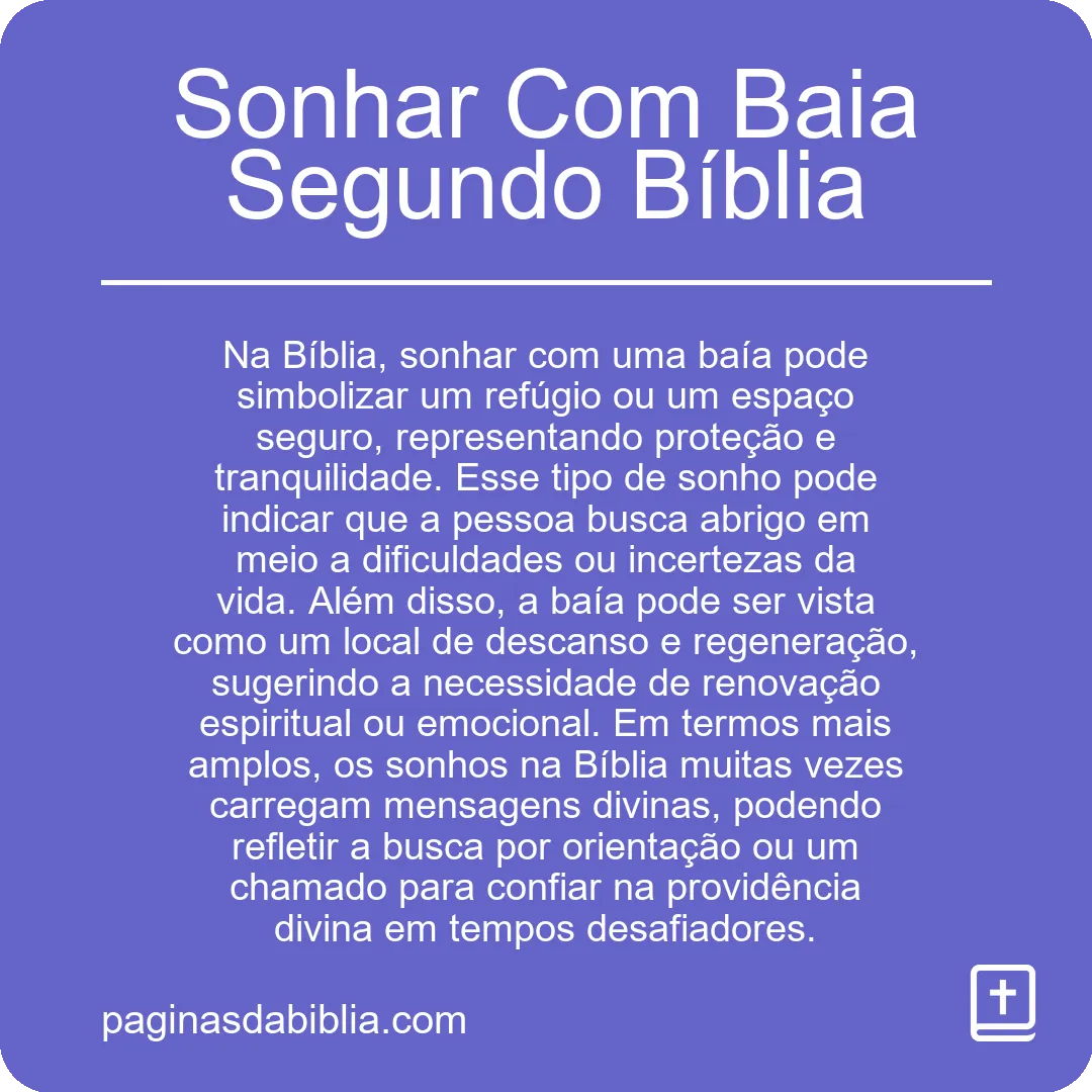 Sonhar Com Baia Segundo Bíblia