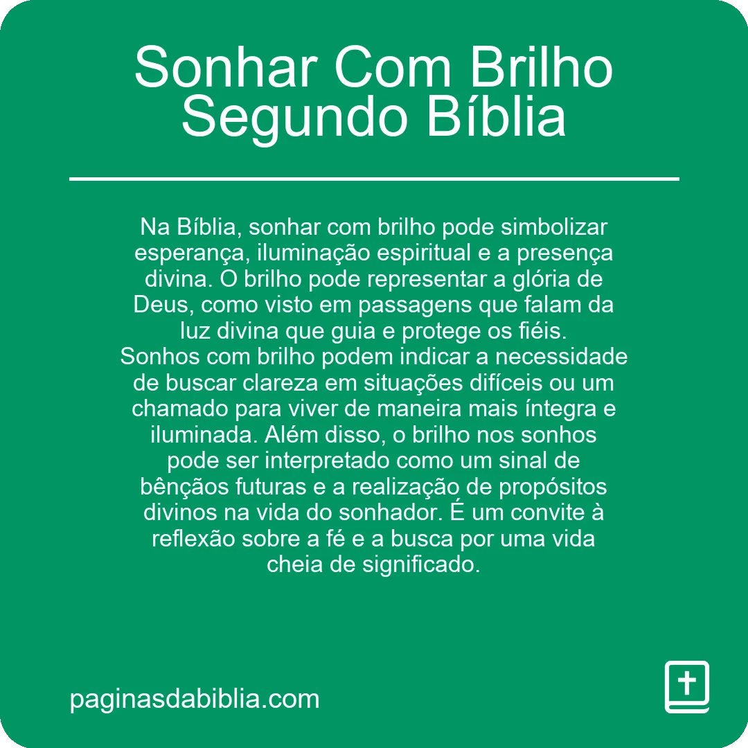 Sonhar Com Brilho Segundo Bíblia