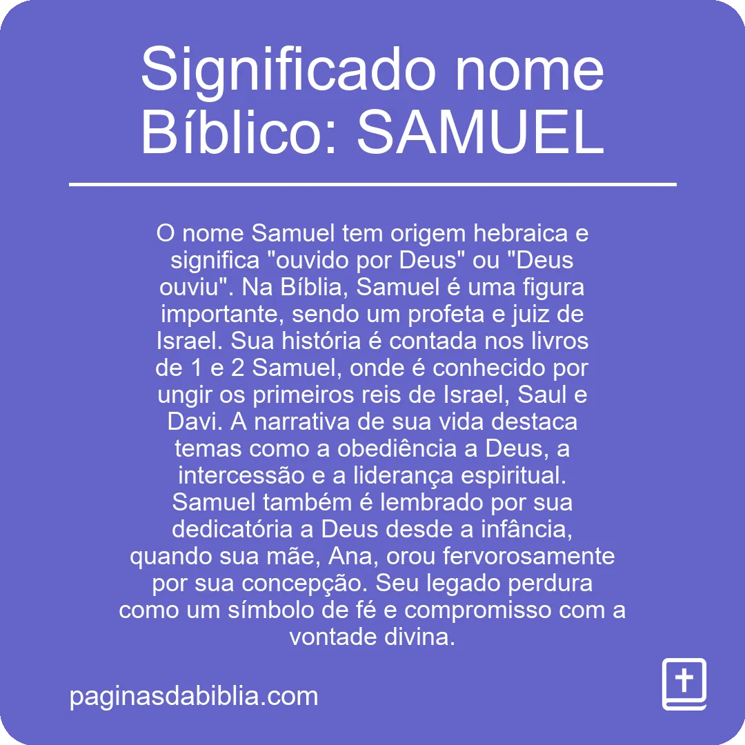 Significado nome Bíblico: SAMUEL