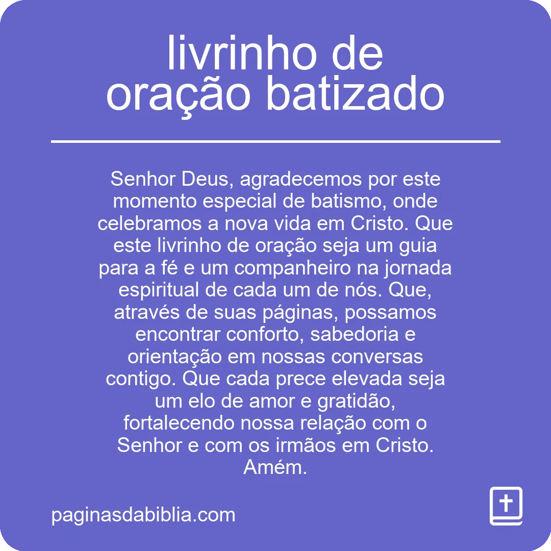 livrinho de oração batizado