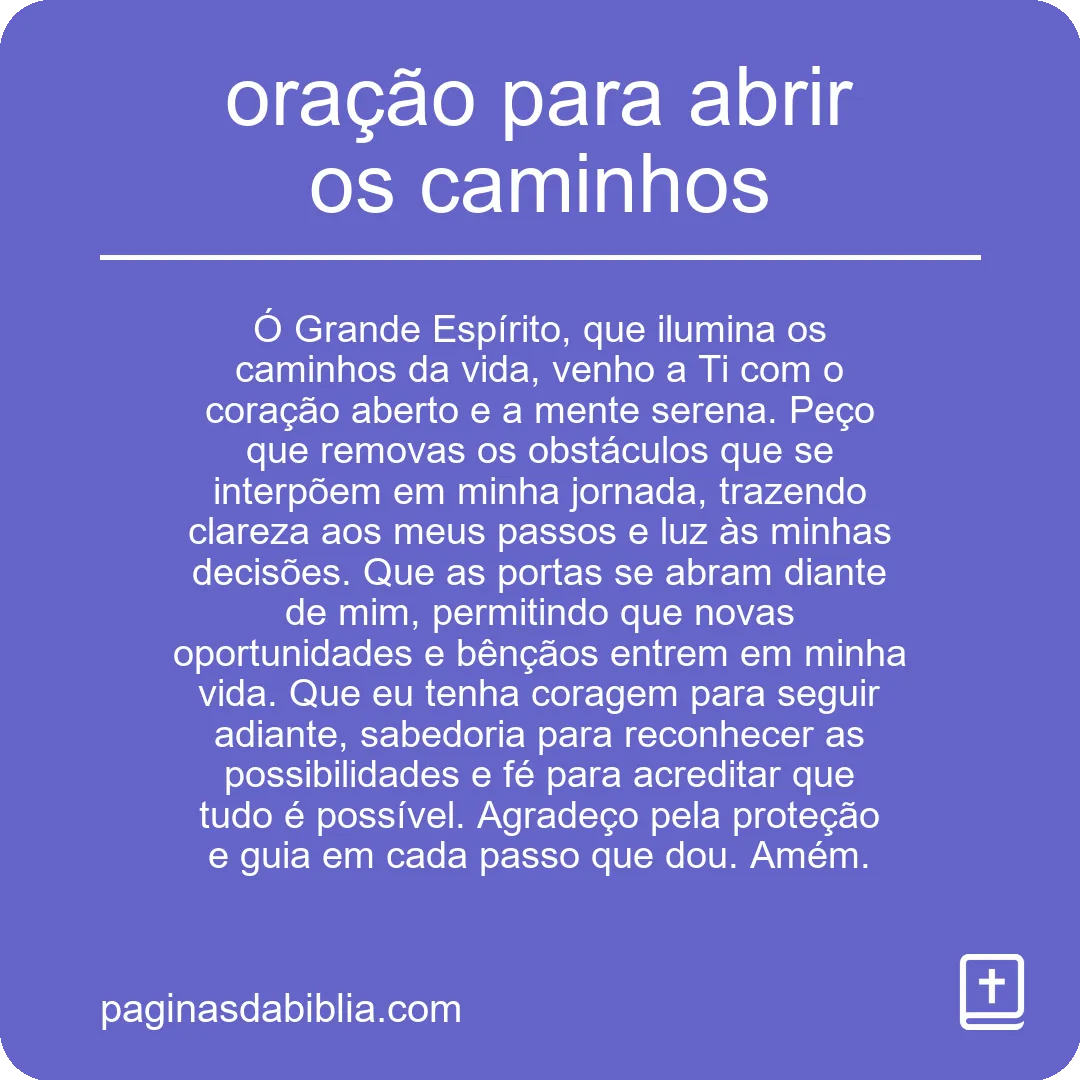 oração para abrir os caminhos