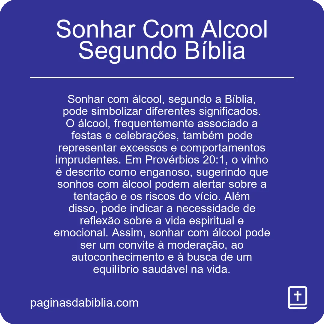 Sonhar Com Alcool Segundo Bíblia