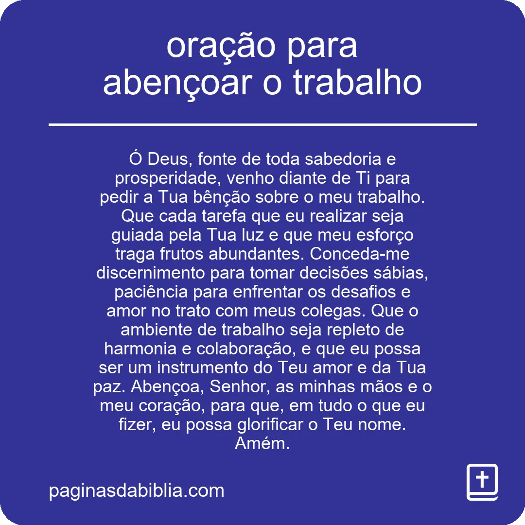 oração para abençoar o trabalho