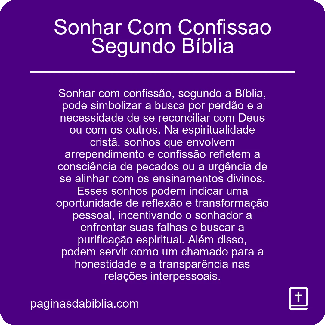 Sonhar Com Confissao Segundo Bíblia