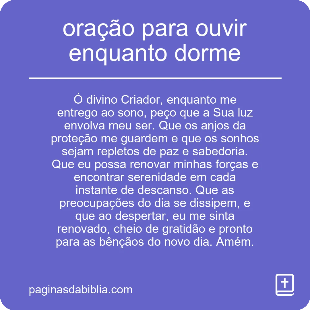 oração para ouvir enquanto dorme