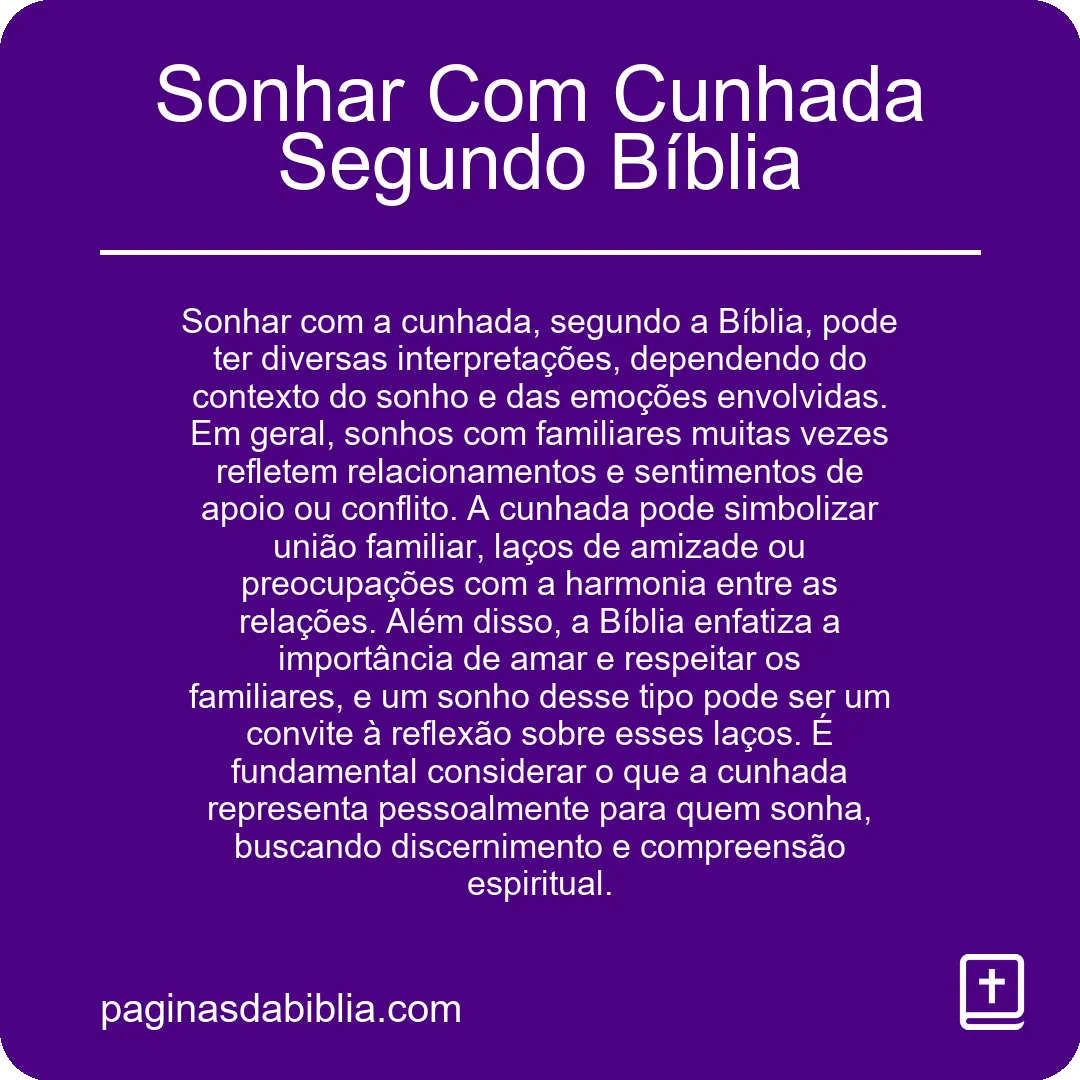 Sonhar Com Cunhada Segundo Bíblia