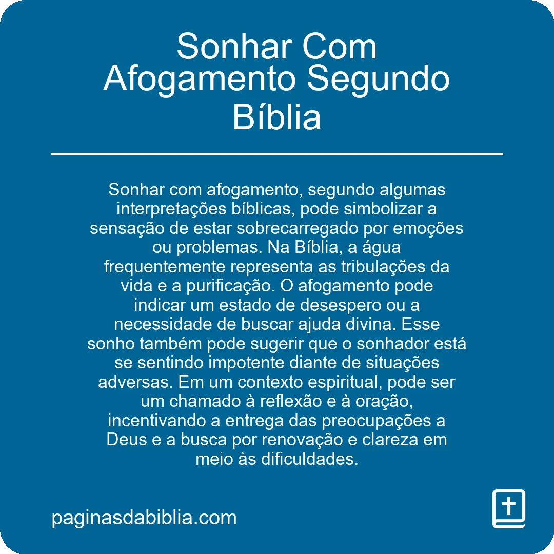 Sonhar Com Afogamento Segundo Bíblia