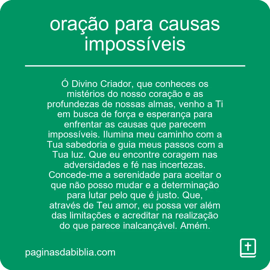 oração para causas impossíveis