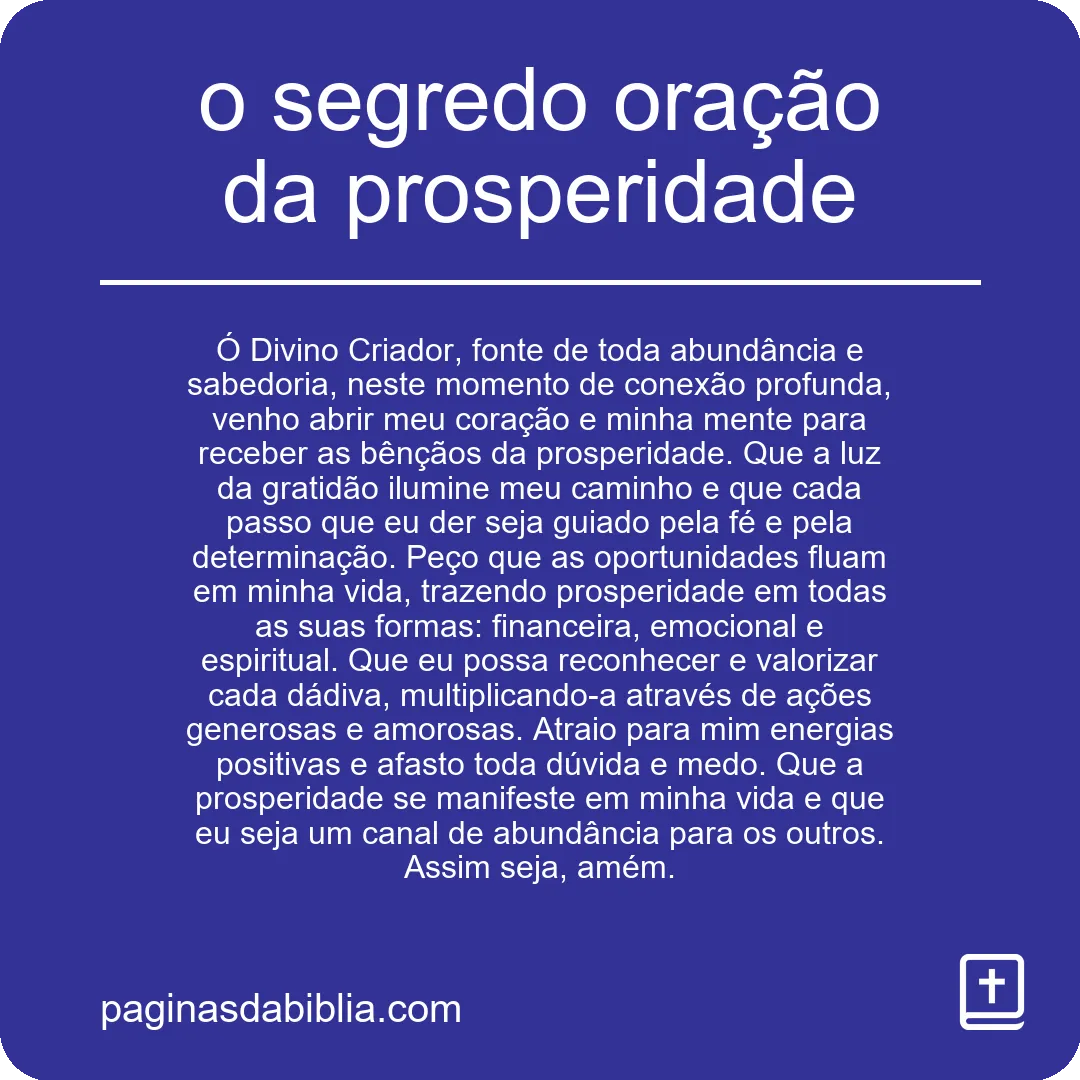 o segredo oração da prosperidade