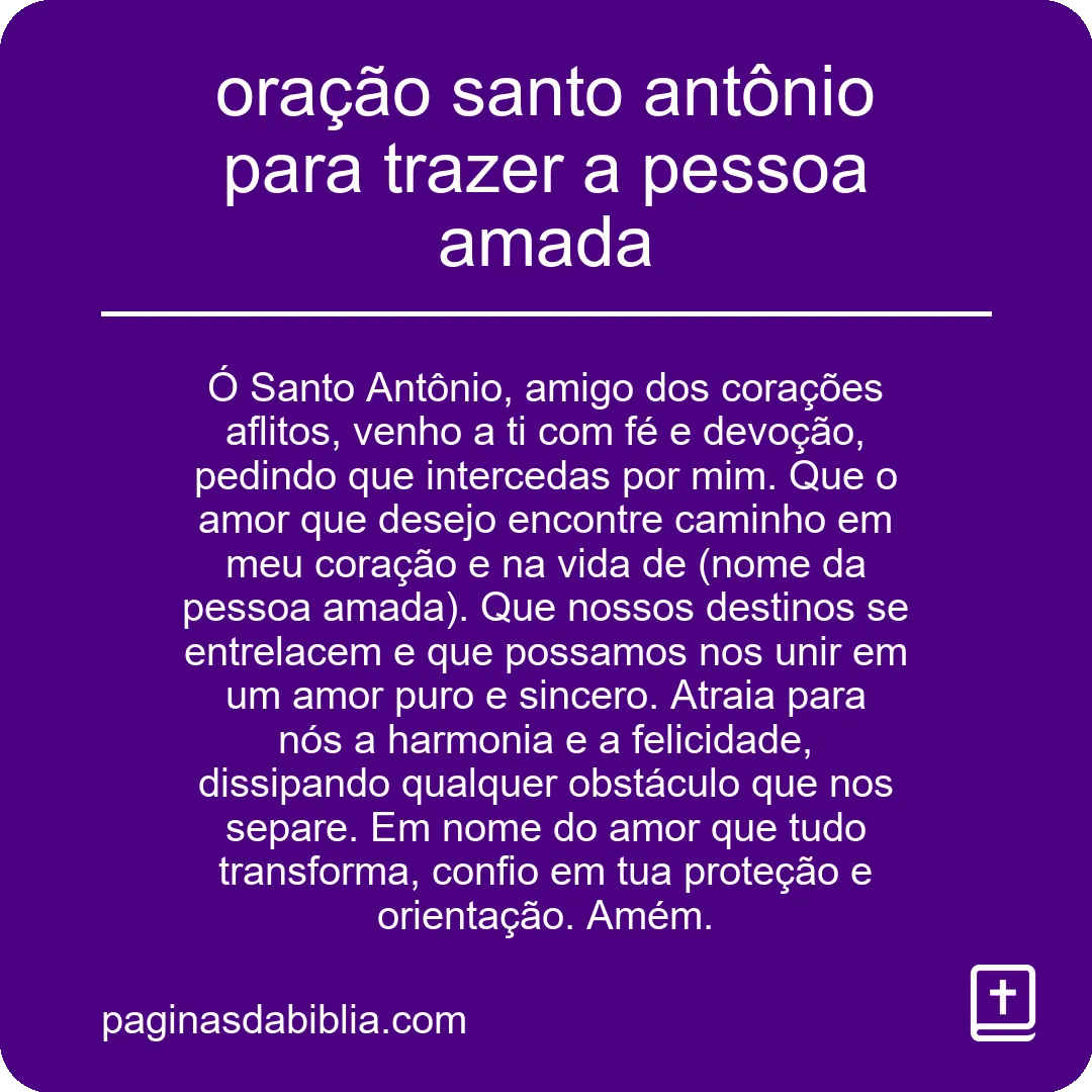 oração santo antônio para trazer a pessoa amada