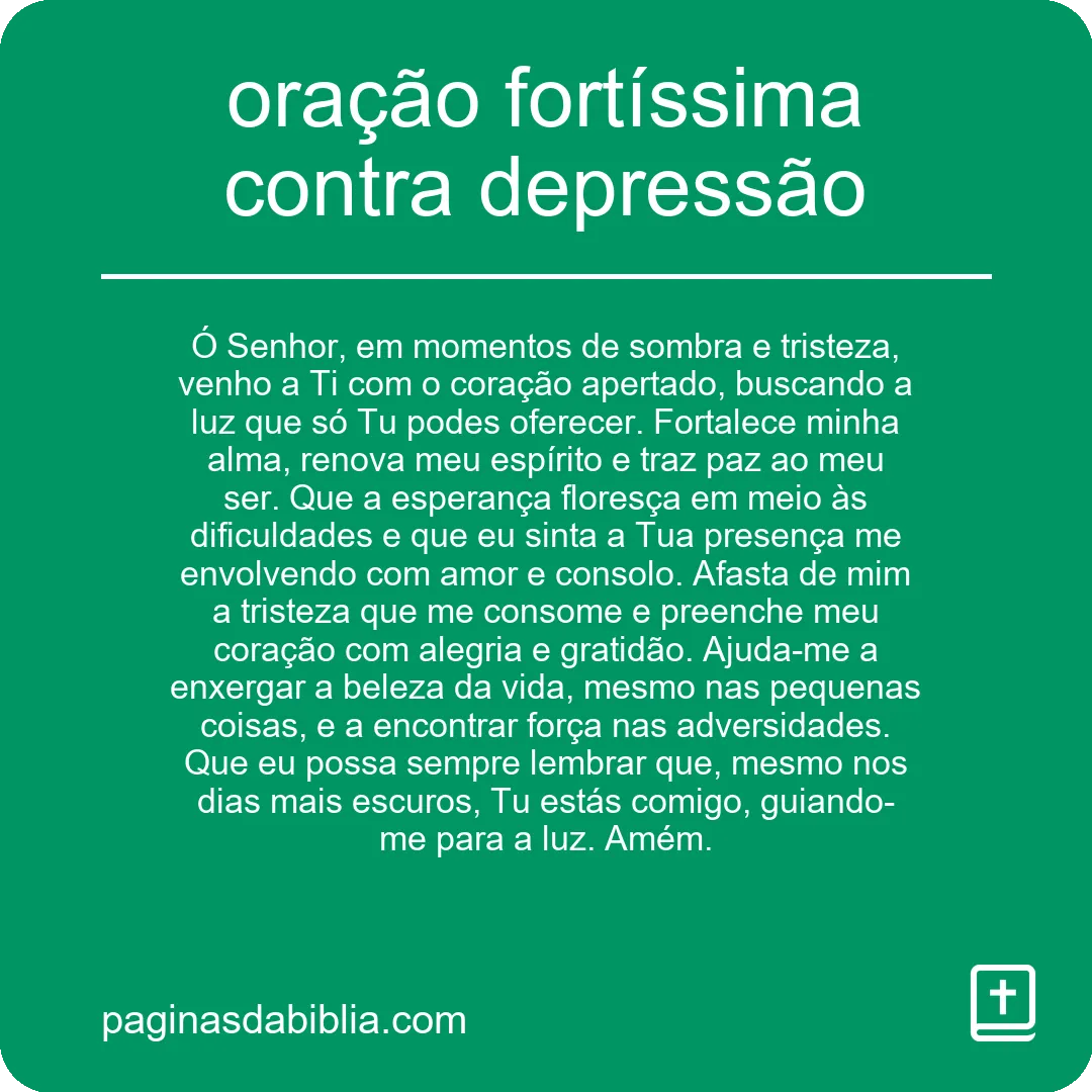 oração fortíssima contra depressão