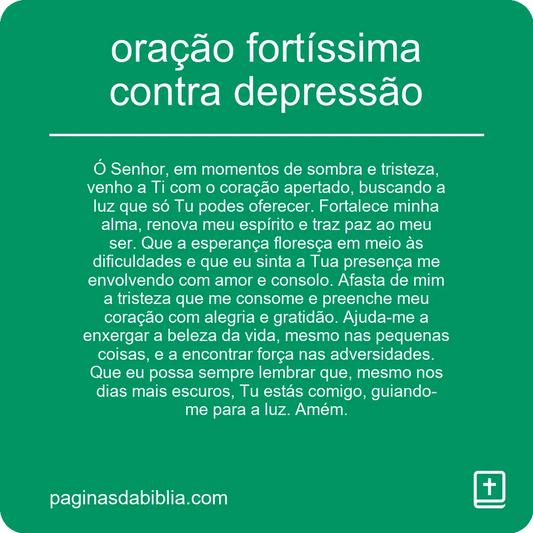 oração fortíssima contra depressão