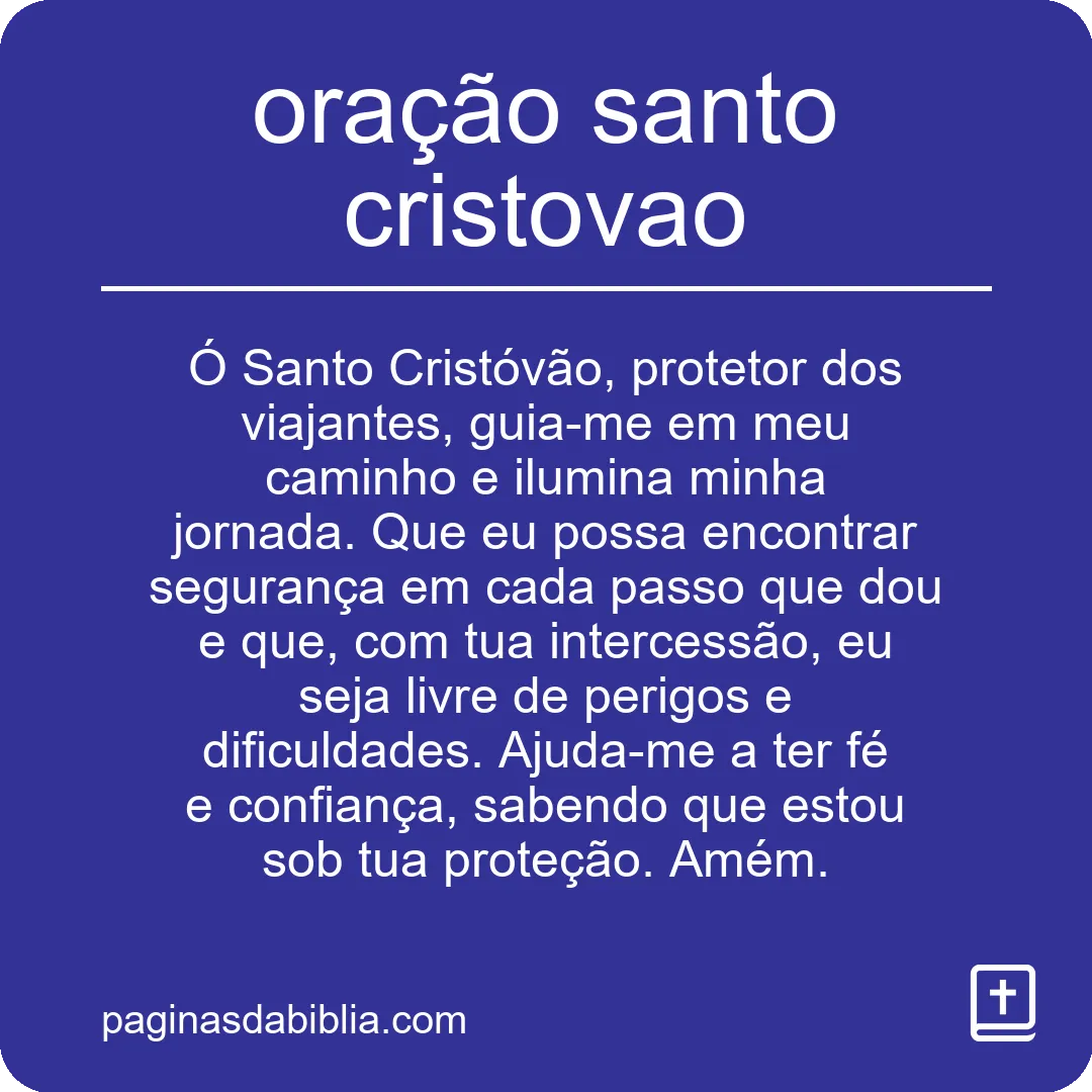 oração santo cristovao