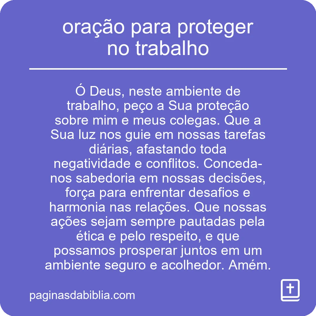 oração para proteger no trabalho