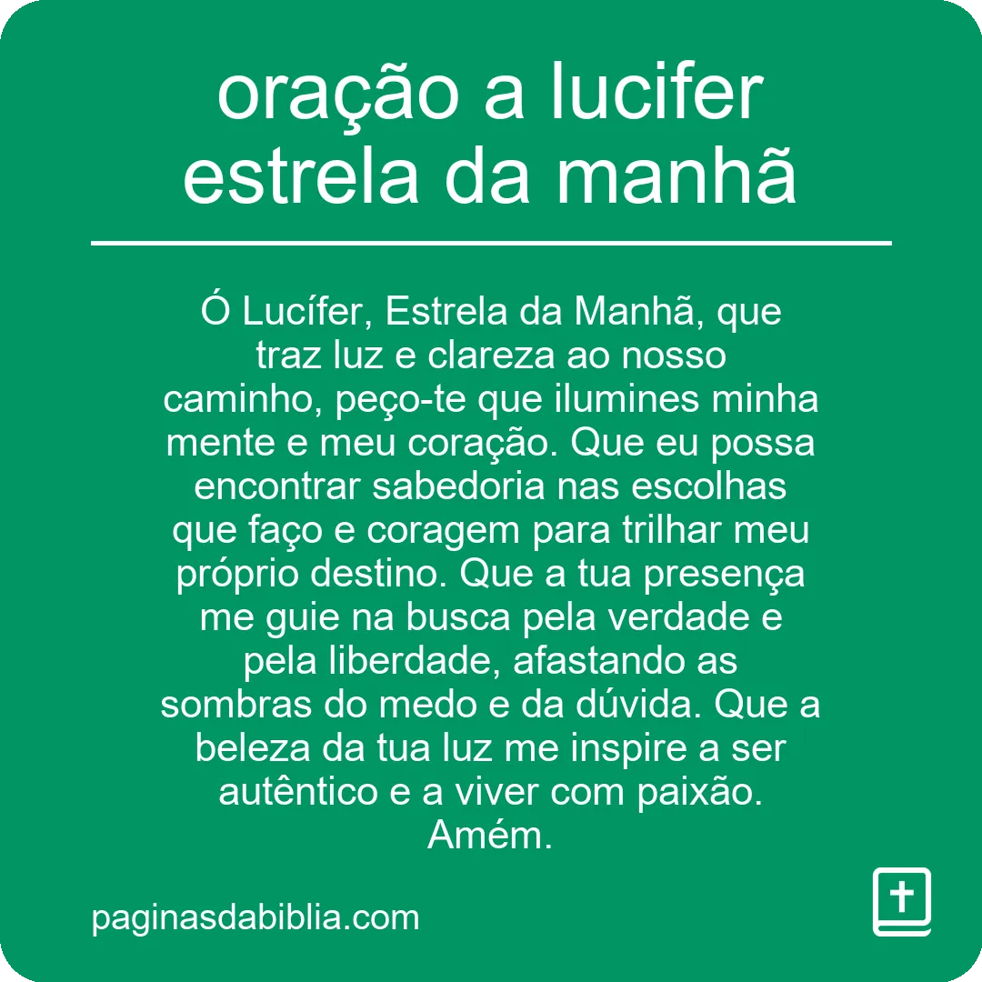 oração a lucifer estrela da manhã