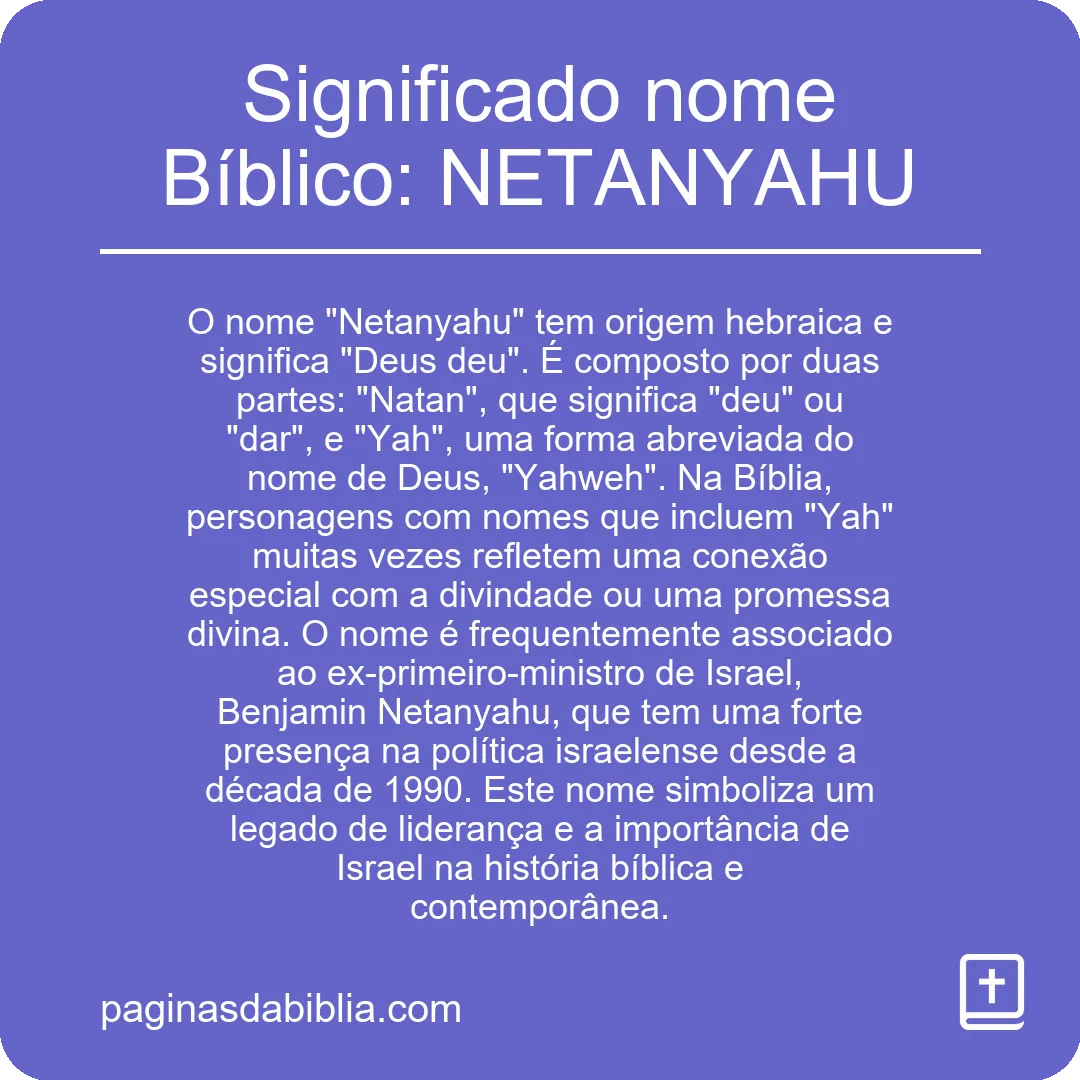 Significado nome Bíblico: NETANYAHU