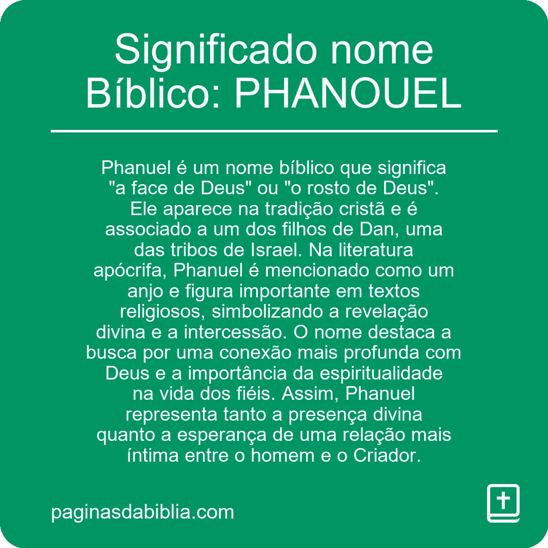 Significado nome Bíblico: PHANOUEL