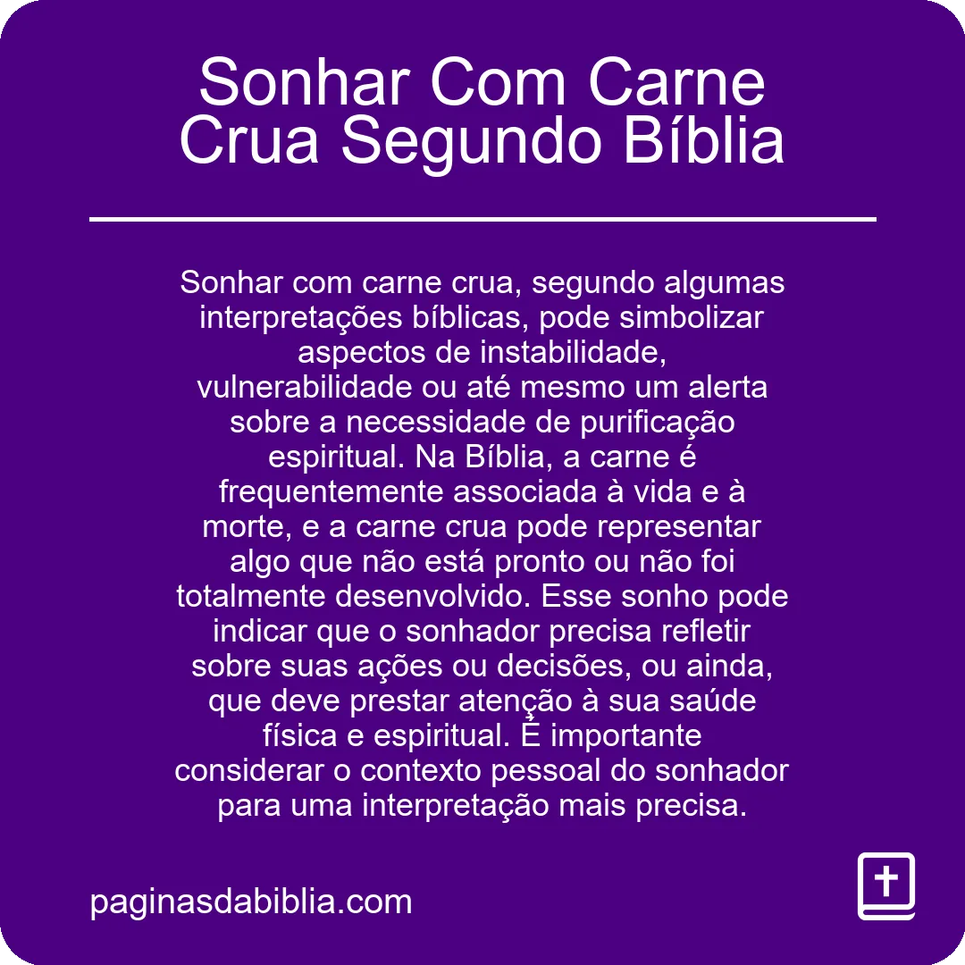 Sonhar Com Carne Crua Segundo Bíblia