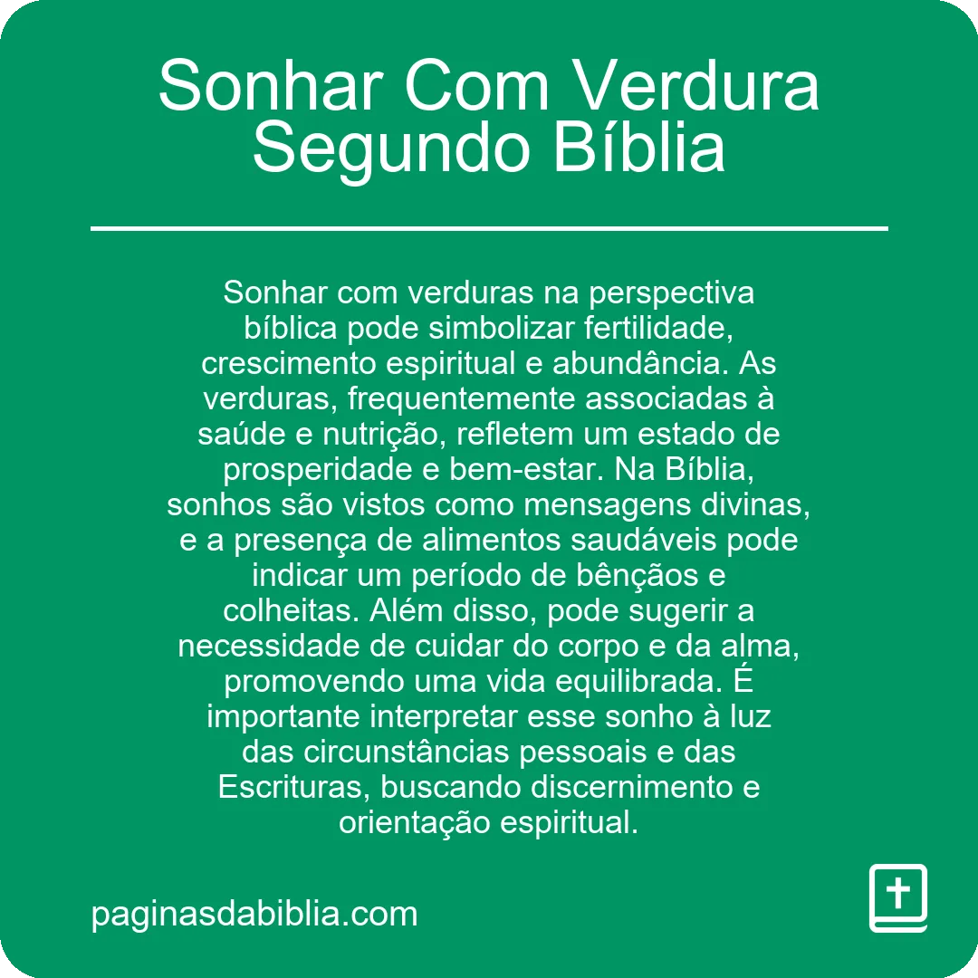 Sonhar Com Verdura Segundo Bíblia