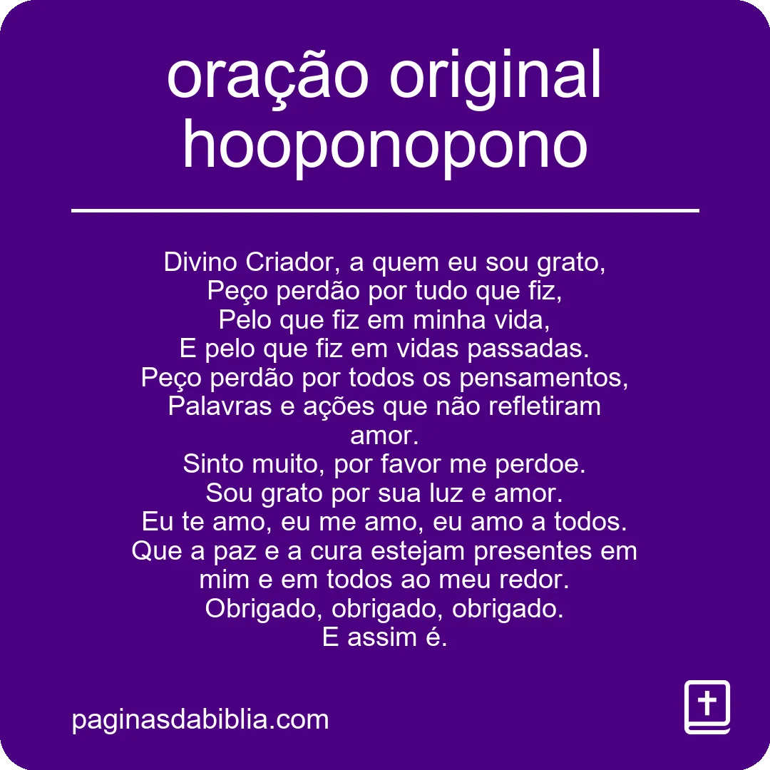 oração original hooponopono