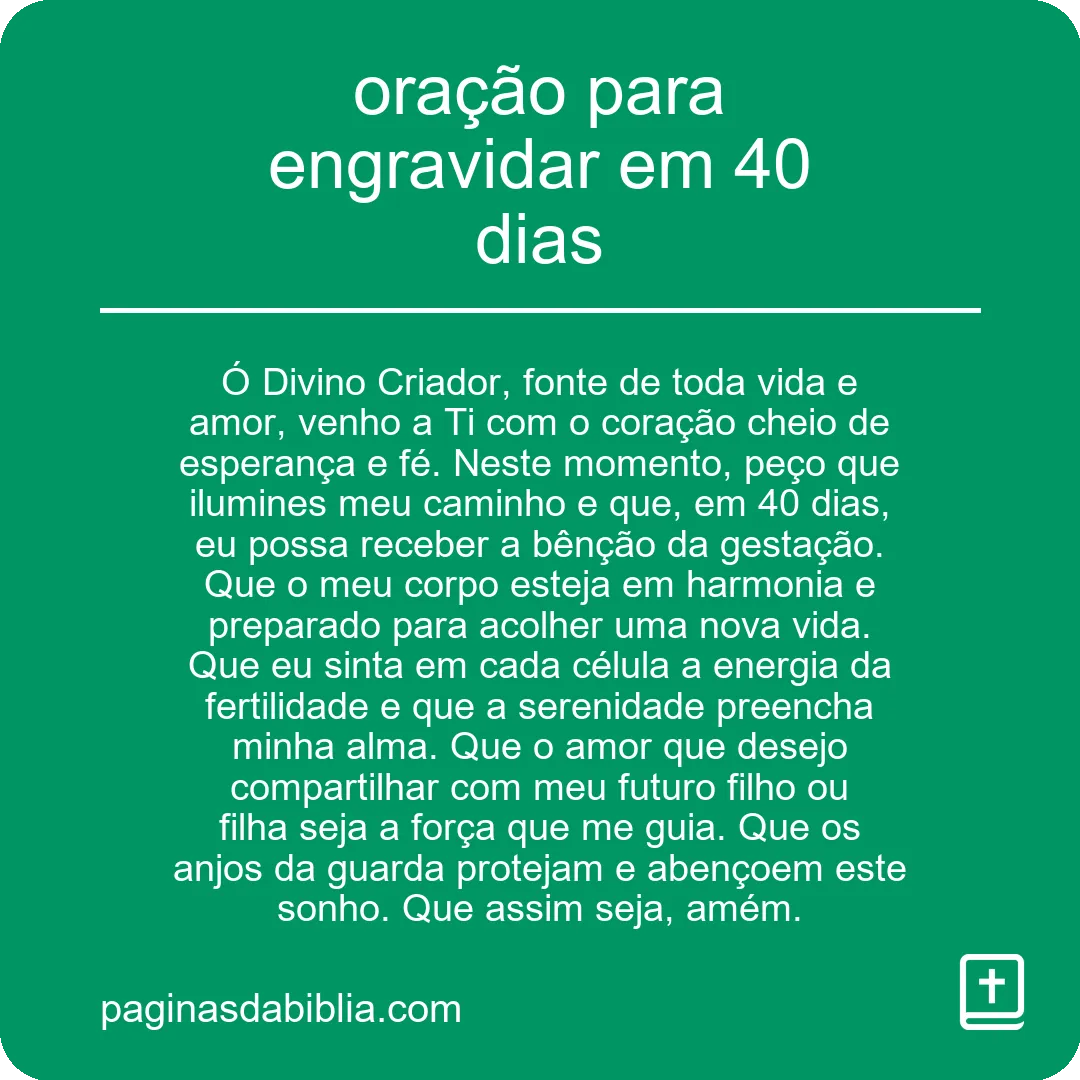 oração para engravidar em 40 dias