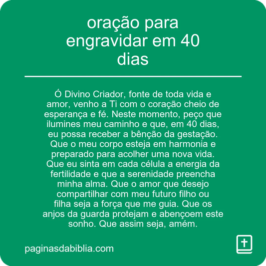 oração para engravidar em 40 dias